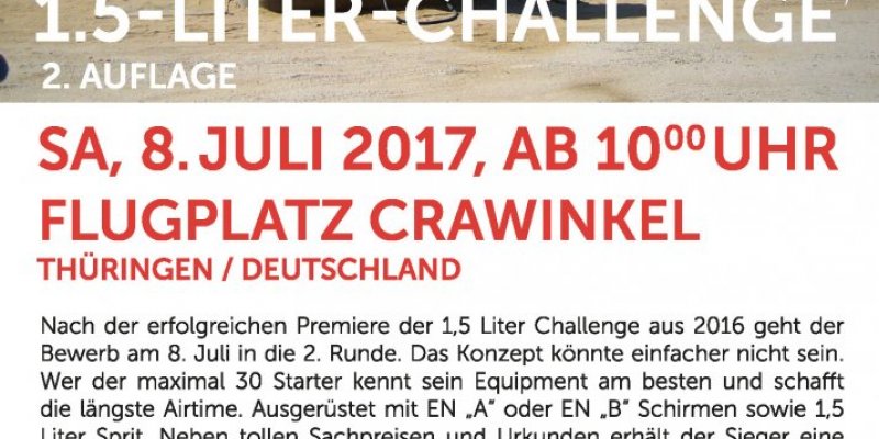 1,5 L Paramotor-Challenge am 8.Juli in Crawinkel