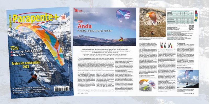 ANDA reviewed in Parapente+ magazine